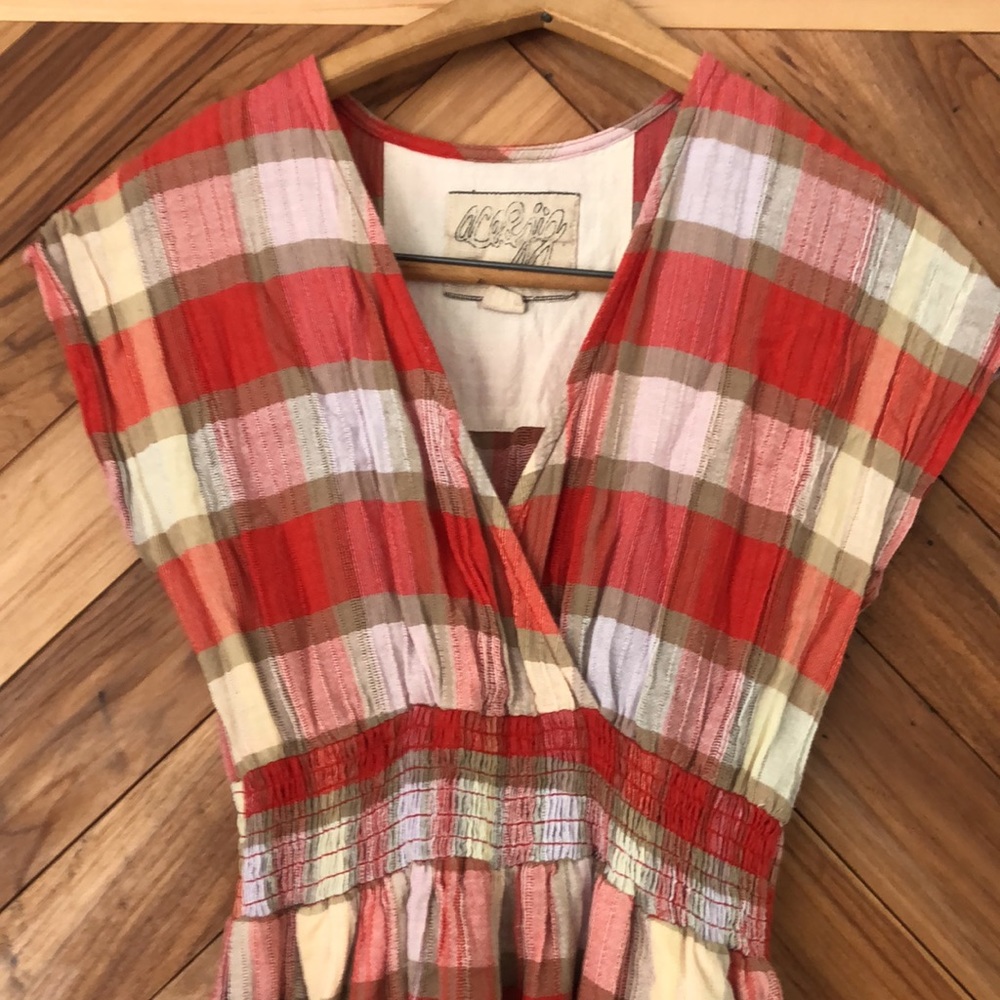 Ace & Jig Faye sleeveless red khaki plaid dress wrap V-neck Extra small
